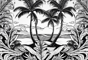 palm tree but switch leaves with human hands tattoo idea