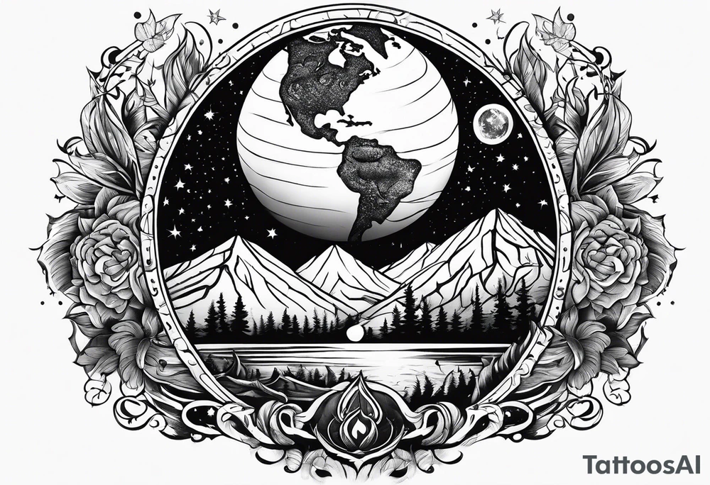 earth on fire tattoo idea
