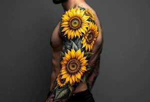 Sunflowers and geometry tattoo idea