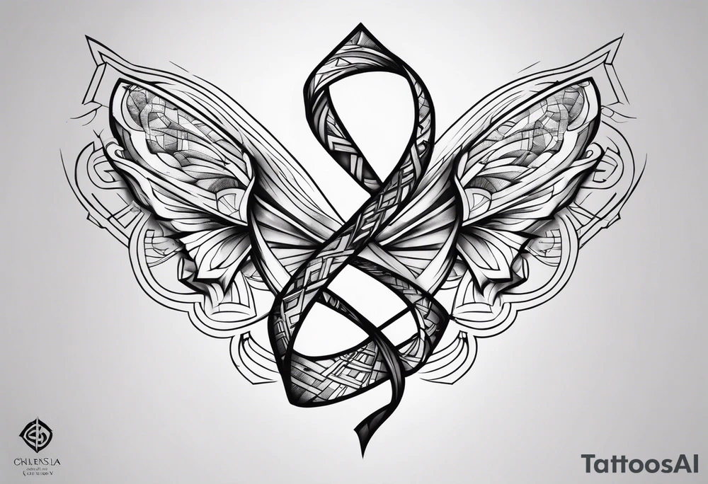 Cancer ribbon chest tattoo tattoo idea