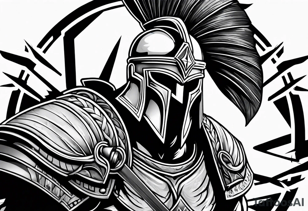 Spartan warrior point spear up tattoo idea