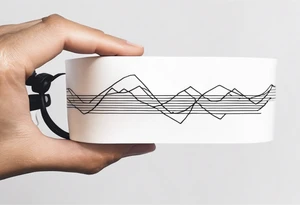armband tattoo, horizontal with electromagnetic signal wave pattern tattoo idea