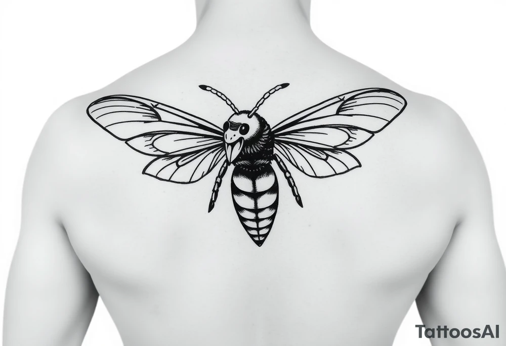 Angry hornet flying with arched body tattoo idea