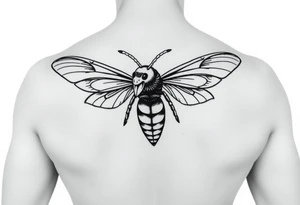 Angry hornet flying with arched body tattoo idea