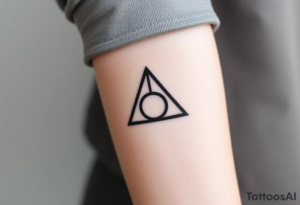 A sleek black Deathly Hallows symbol with subtle silver shading, giving it a metallic, enchanted look tattoo idea