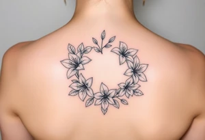 lilies, cherry blossoms with some leaves in a circular formation tattoo idea