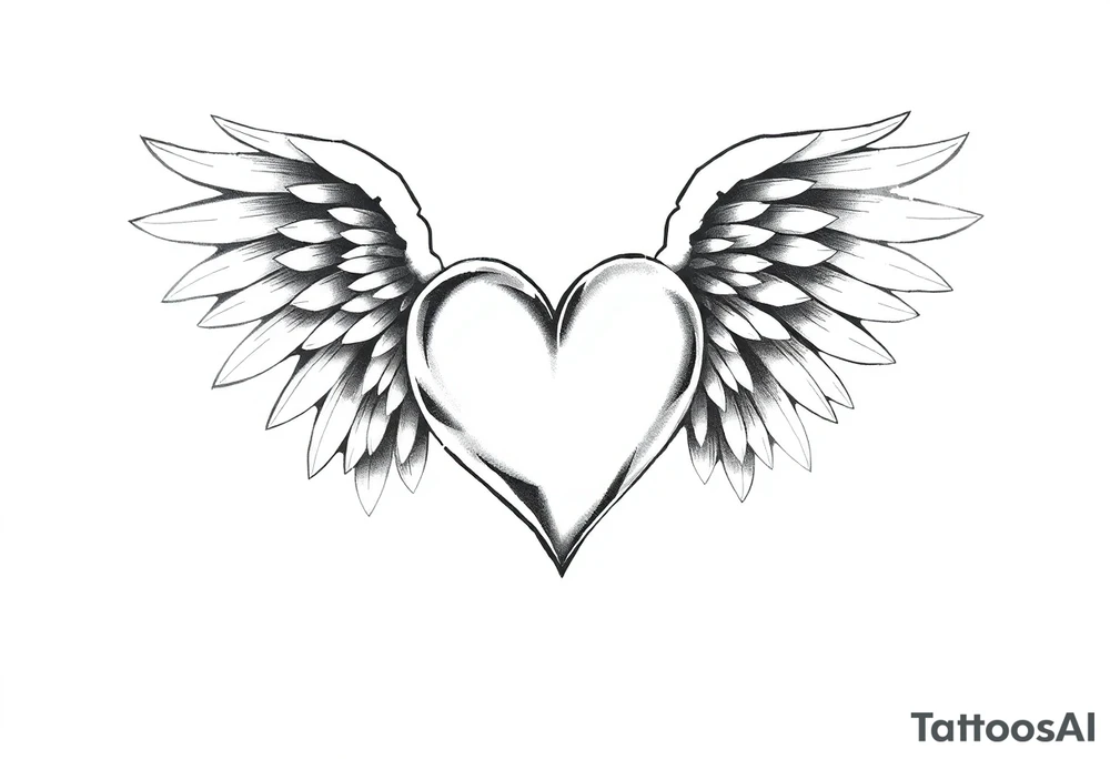 Heart and angel wings tattoo idea