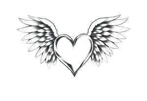 Heart and angel wings tattoo idea