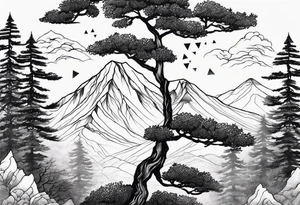 triangle shape trees mountain tattoo idea