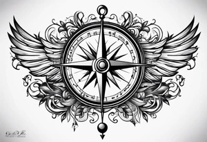 Music note compass tattoo idea