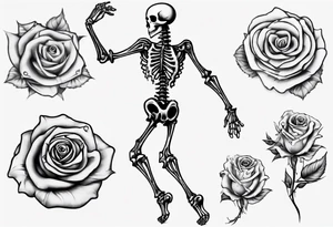 Dancing skeloton on a rose tattoo idea