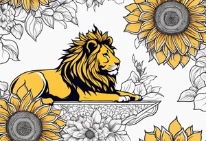 Lion top; sunflower bottom tattoo idea