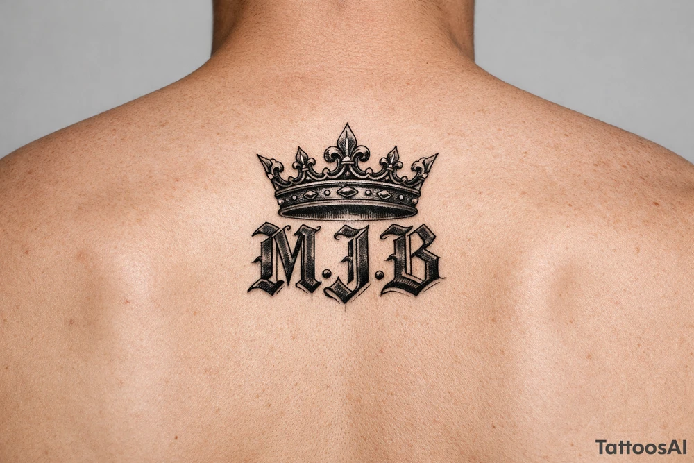 Put the initials π.π.π
in the same font underneath my breast with a crown ontop thatβs not too thin not too thick tattoo idea