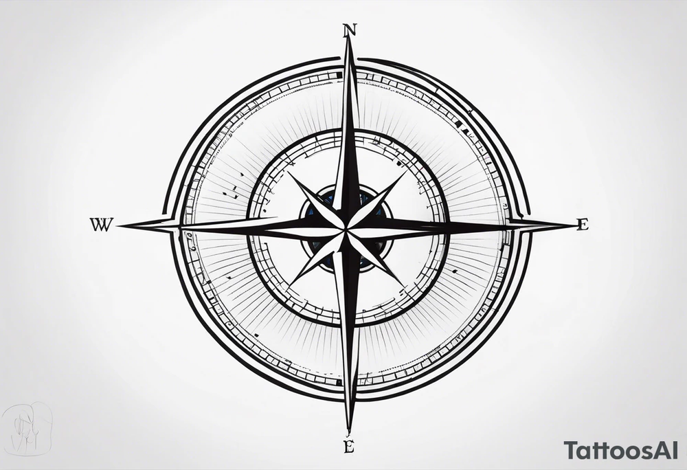 The topic should be travellig the world. The centre should be a minimal compass, maybe combined with the world. The background should be designed with thin lines. It is located at the upper back of a man tattoo idea