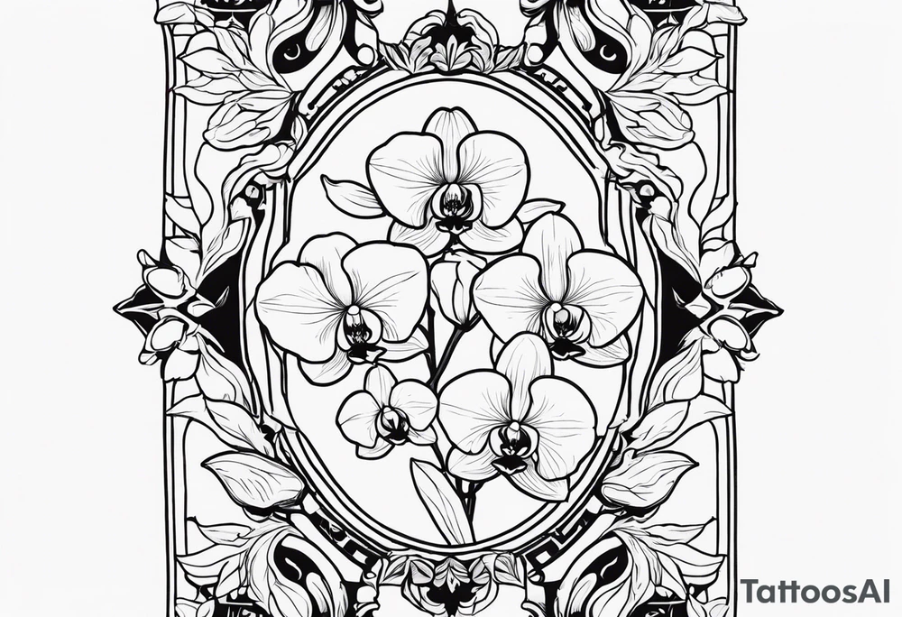 Roman numerals with orchids filled back ground tattoo idea Roman numerals with orchids filled back ground tattoo idea