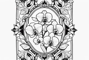 Roman numerals with orchids filled back ground tattoo idea