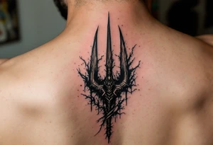 trident coming out of skin effect tattoo idea