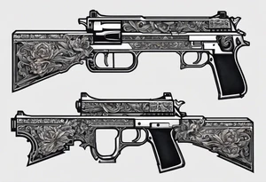 The letters AR with pistols on each side tattoo idea
