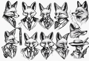 a fox moking a ciggarte and holding a gun tattoo idea