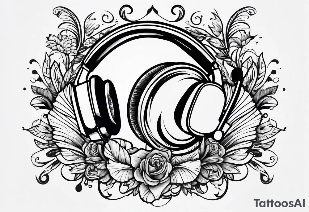 Music and baby footprints tattoo idea