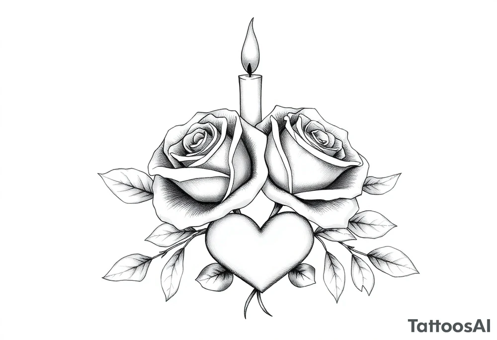 blue, Passed baby, two roses, two candles, hearts tattoo idea