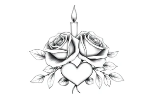 blue, Passed baby, two roses, two candles, hearts tattoo idea