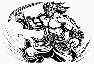 A warrio fighting by him self tattoo idea