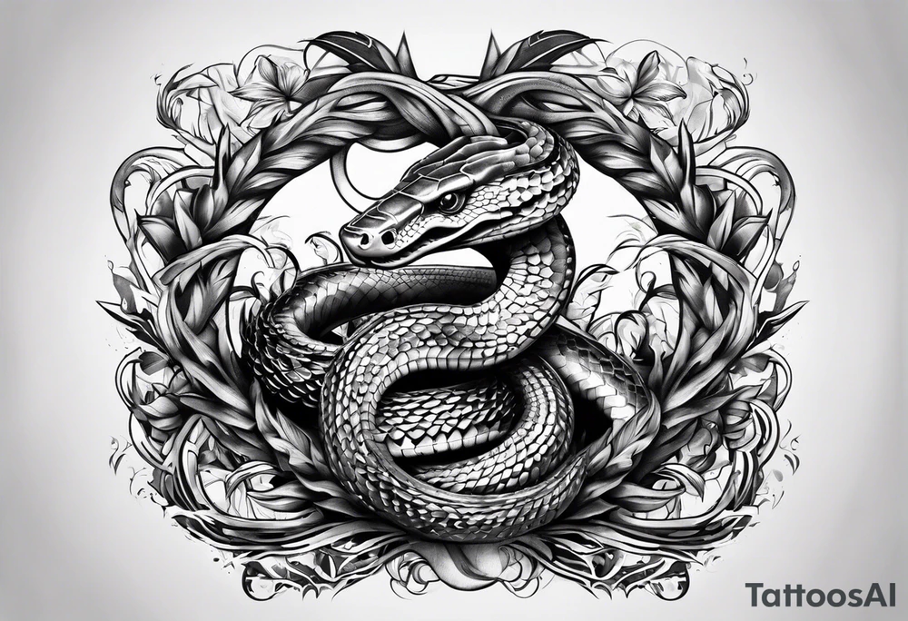 the top of the crown spikes morph into snakes tattoo idea