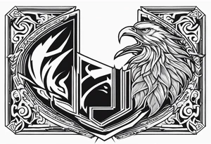 Valhalla fire sword shield stairs tattoo idea