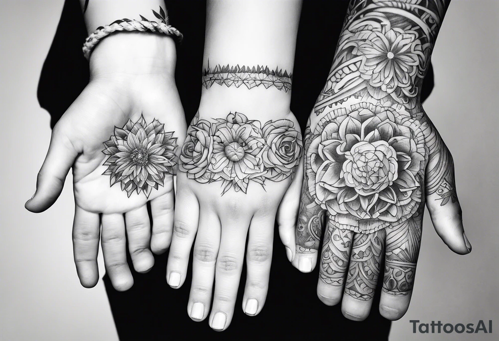 3 childrens hands tattoo idea