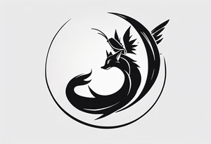 A fairy with a tail that is the fairy in the Fairy Tail anime guild logo tattoo idea