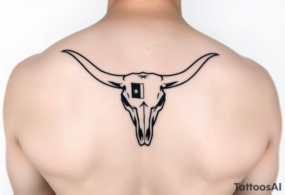Longhorn skull with Texas flag tattoo idea