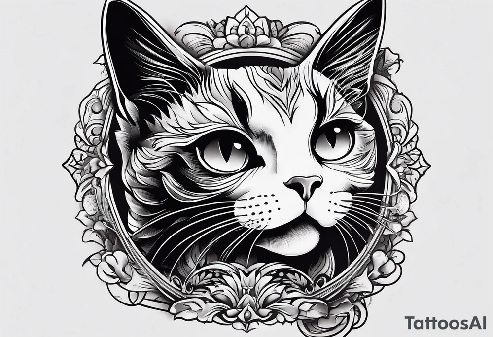 Black cat with a funny swrater ahirt tattoo idea