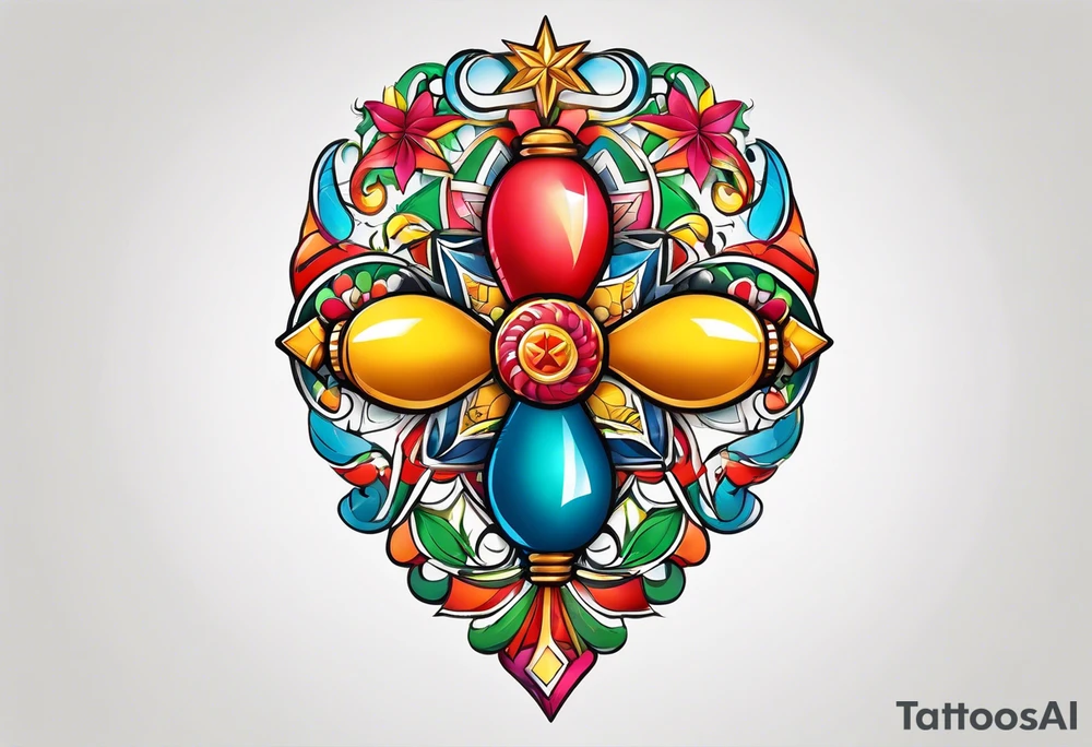 2 colorfull swinging maracas with cuban star tattoo idea
