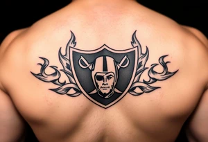 Casino themed Las Vegas Raiders with flames tattoo idea