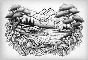 flowing water decorative tattoo idea