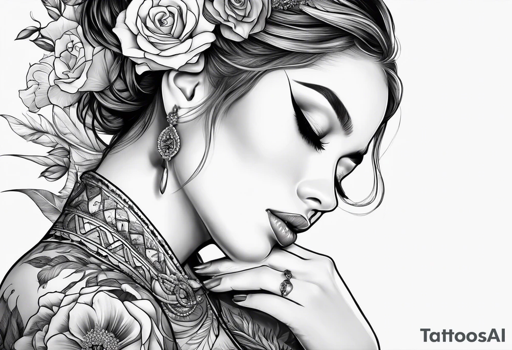 Beautiful woman from death to inner peace and self-love tattoo idea