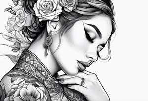 Beautiful woman from death to inner peace and self-love tattoo idea