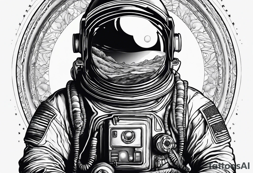 A meditating astronaut tattoo idea