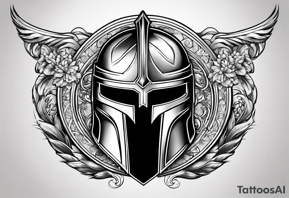 Spartan helmet with shield tattoo idea