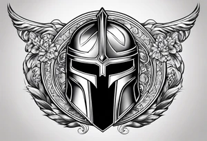 Spartan helmet with shield tattoo idea