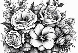 Snapdragons and roses mixed together tattoo idea