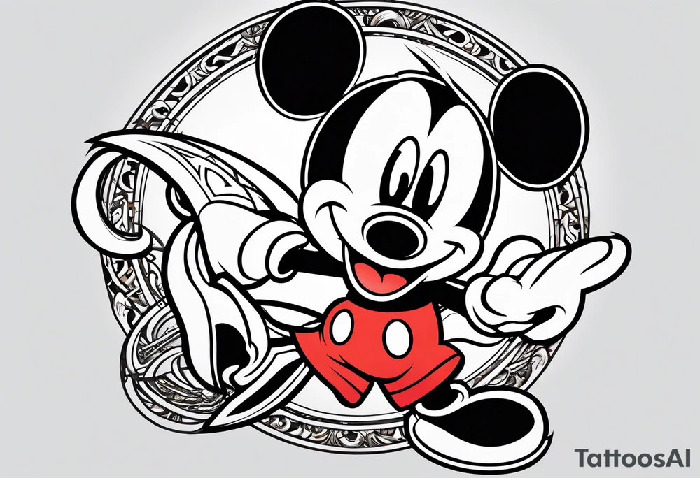 mickey mouse in mortal combat style tattoo idea
