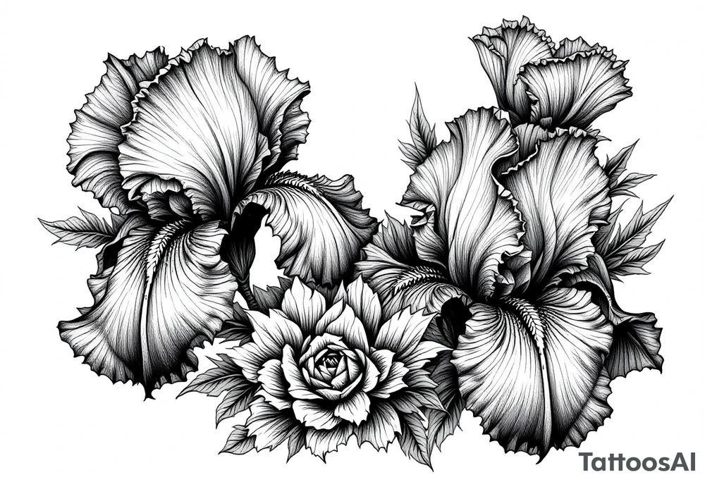 Irises flowers ornement tattoo idea