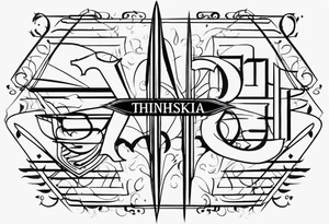 Blending name RISHI & THRISHIKA tattoo idea