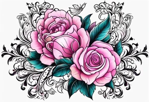 pink filigree. white background tattoo idea