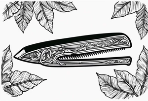 a straight razor lies in oak leaves tattoo idea