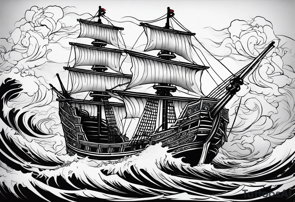 Pirate ship in a storm tattoo idea
