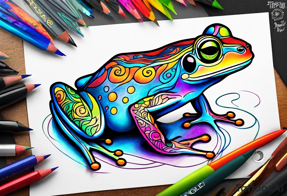 Trippy frog tattoo idea