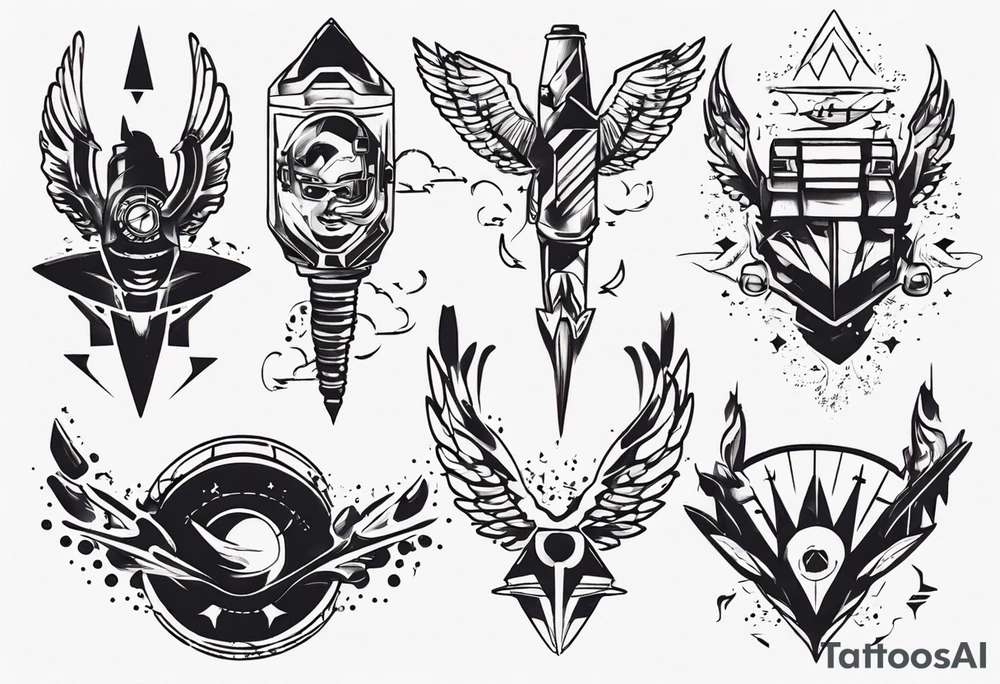 skydiving and shooting guns tattoo idea